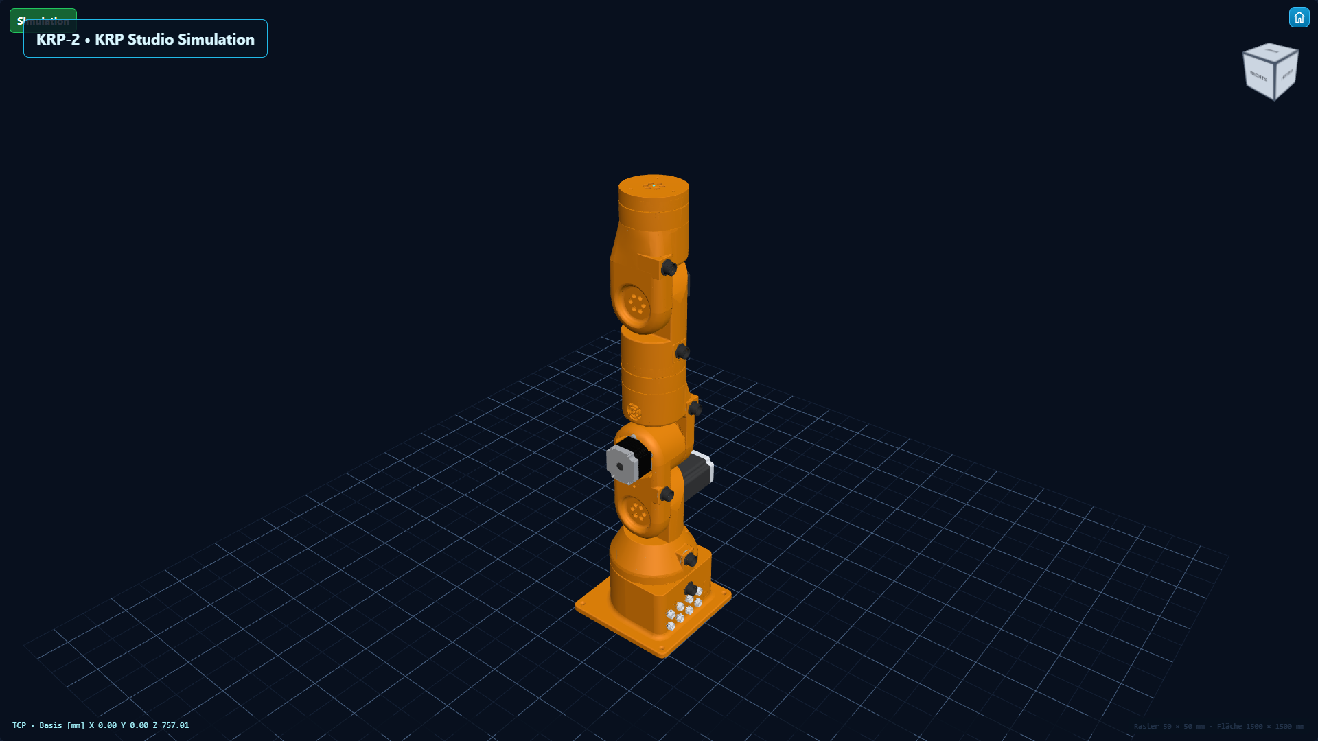 Orangefarbenes KRP-2-Modell in der Simulation
